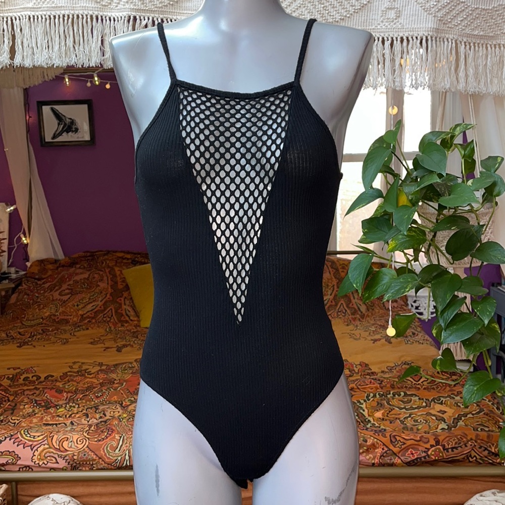 Goth Fishnet Crochet One Piece Bodysuit